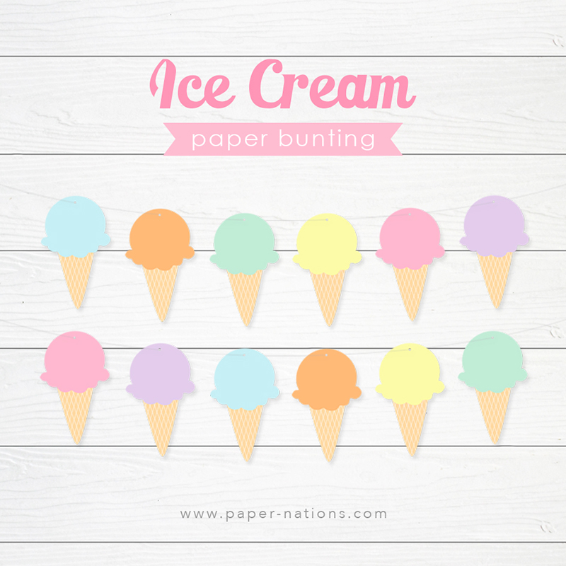 Ice Cream Bunting Flag